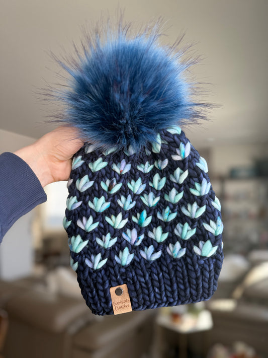 Luxury Adult Lotus Flower Beanie in Paris Nights and Just Pooling Around