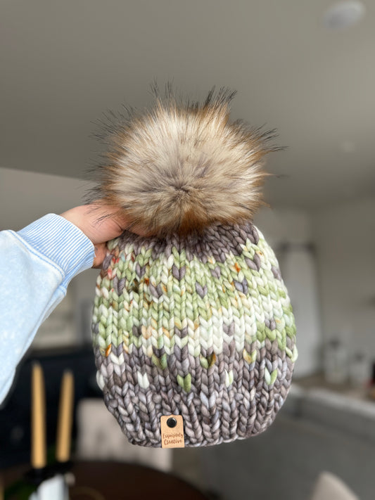 Luxury Adult Winterfell Beanie in Sombras and Olive Branch