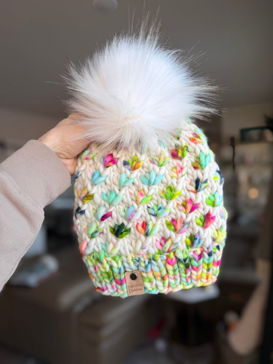 Luxury Adult Lotus Flower Beanie in Crystal Ball and Natural