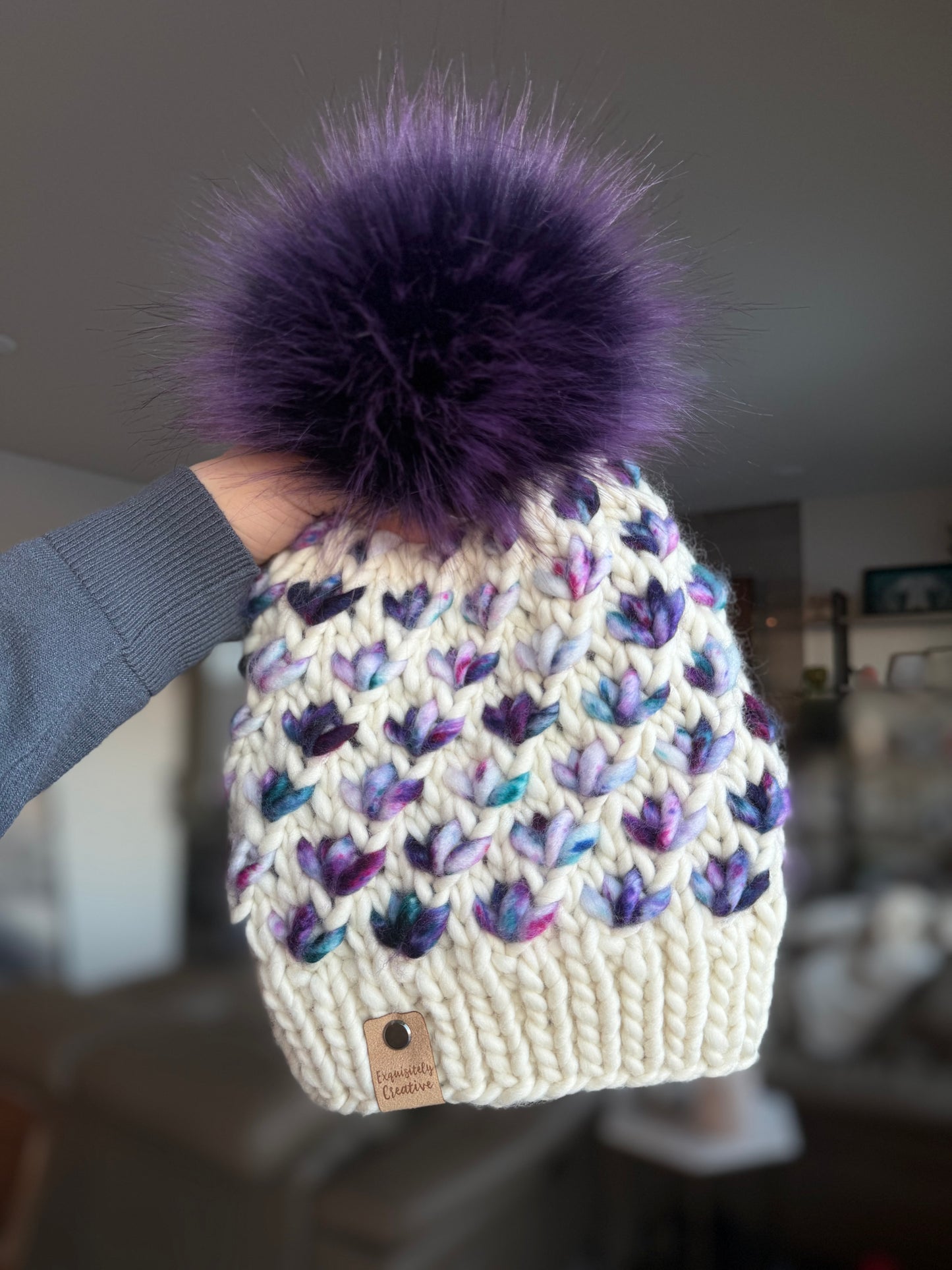 Luxury Adult Lotus Flower Beanie in Natural and An Affair at the Square