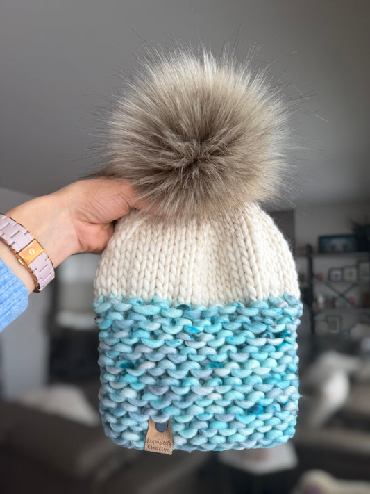 Adult Luxury Rivulet Beanie in Just Pooling Around and Natural