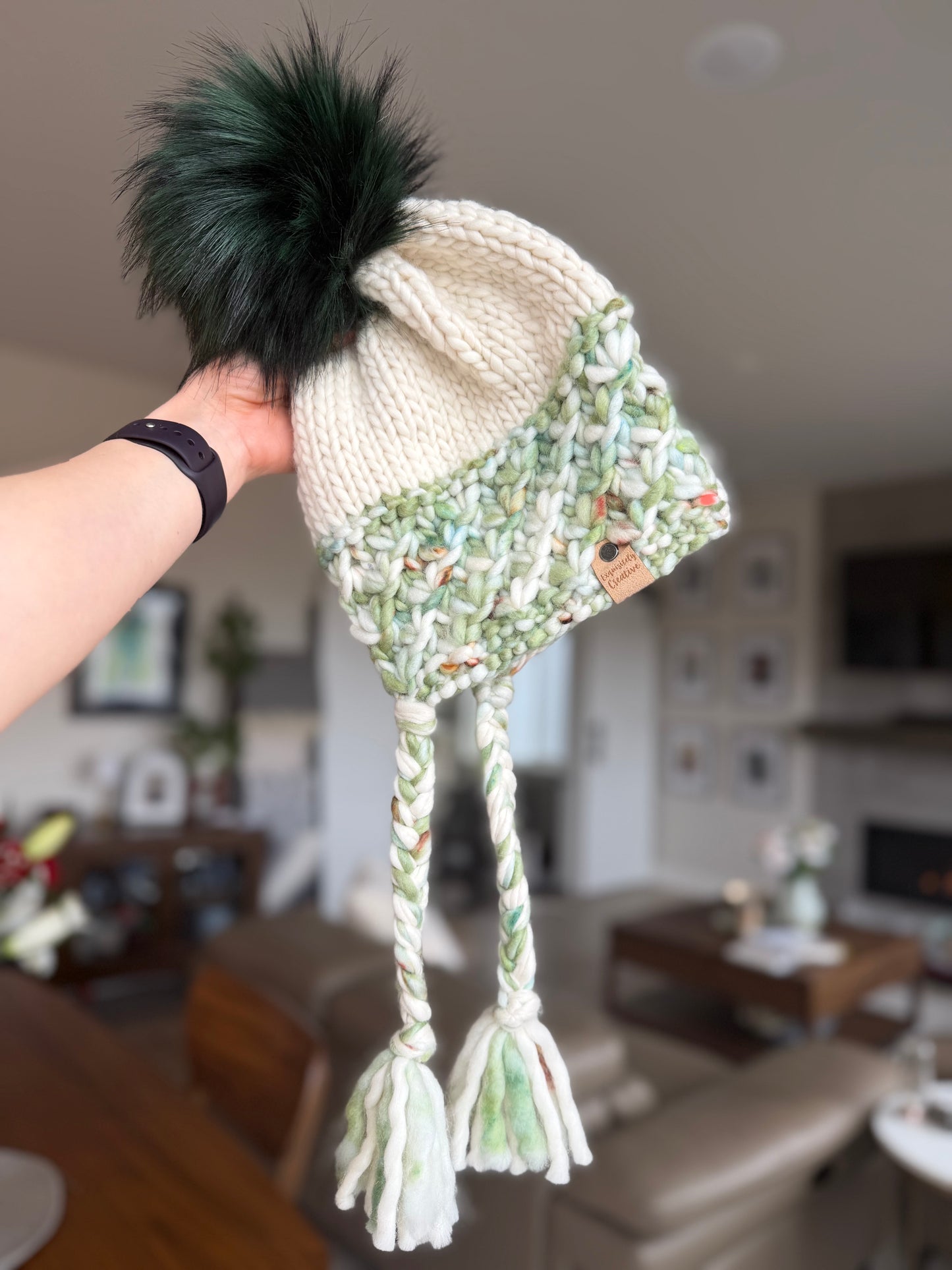 Luxury Adult Winter Crush Chapeau in Olive Branch and Natural