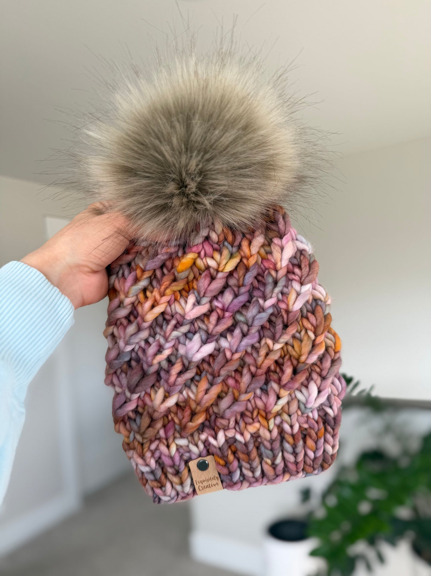 Luxury Adult Crush Beanie in Dancing Leaves