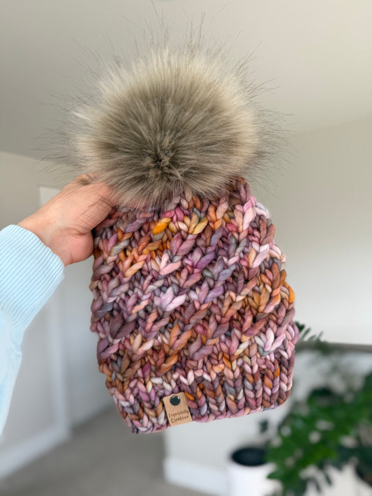 Luxury Adult Crush Beanie in Dancing Leaves