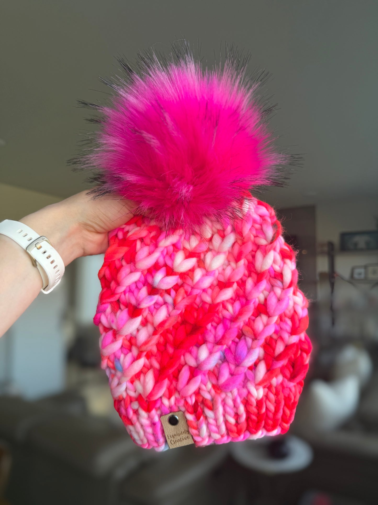 Luxury Adult Crush Beanie in Cherry Cream Slushie