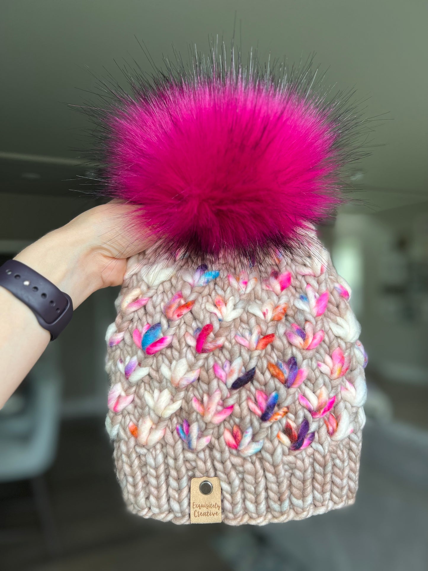 Luxury Adult Lotus Flower Beanie in Whole Grain and the More the Berrier