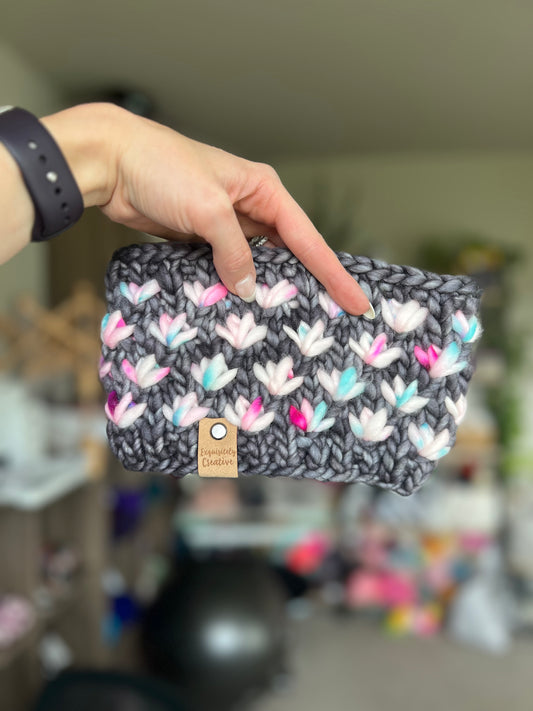 Luxury Adult Lotus Flower Headband in Plomo and Mermaid