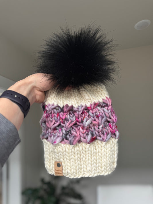 Luxury Adult Fleurish Beanie Natural and Pink A Boo