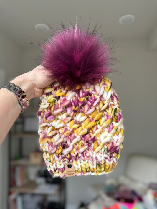 Luxury Adult Crush Beanie in Magenta Mix