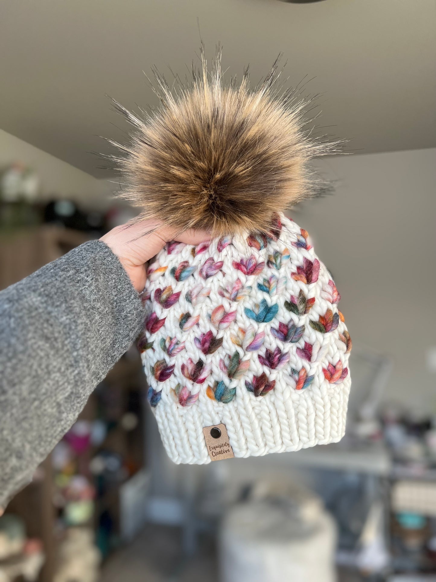 Luxury Adult Lotus Flower Beanie in Neutral and Molino