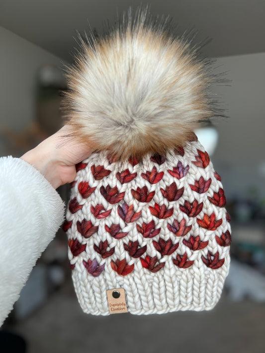 Luxury Adult Lotus Flower Beanie in Fog and Marte